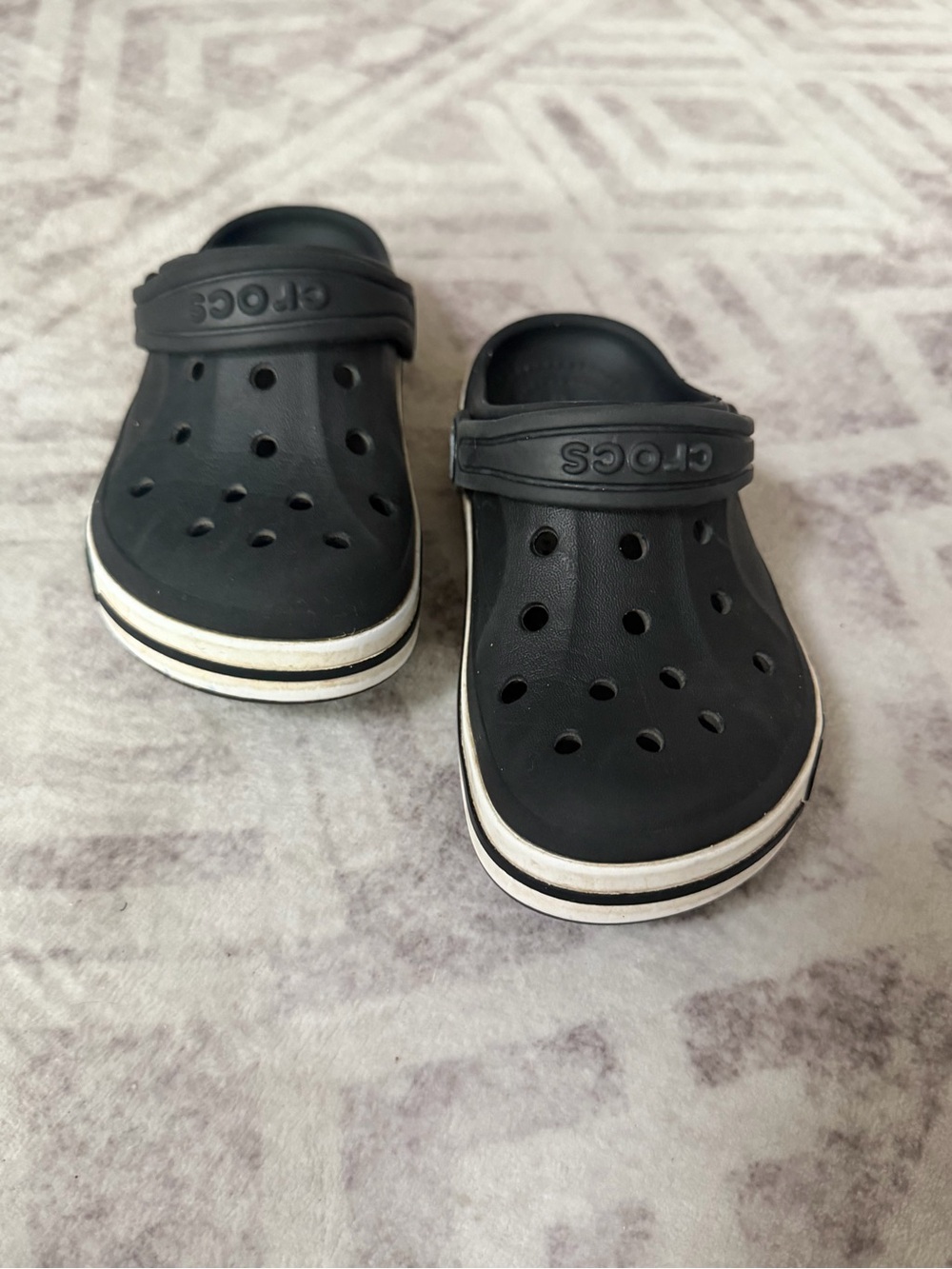 CROCS Kids' Black Classic Crocband Clog with White Trim